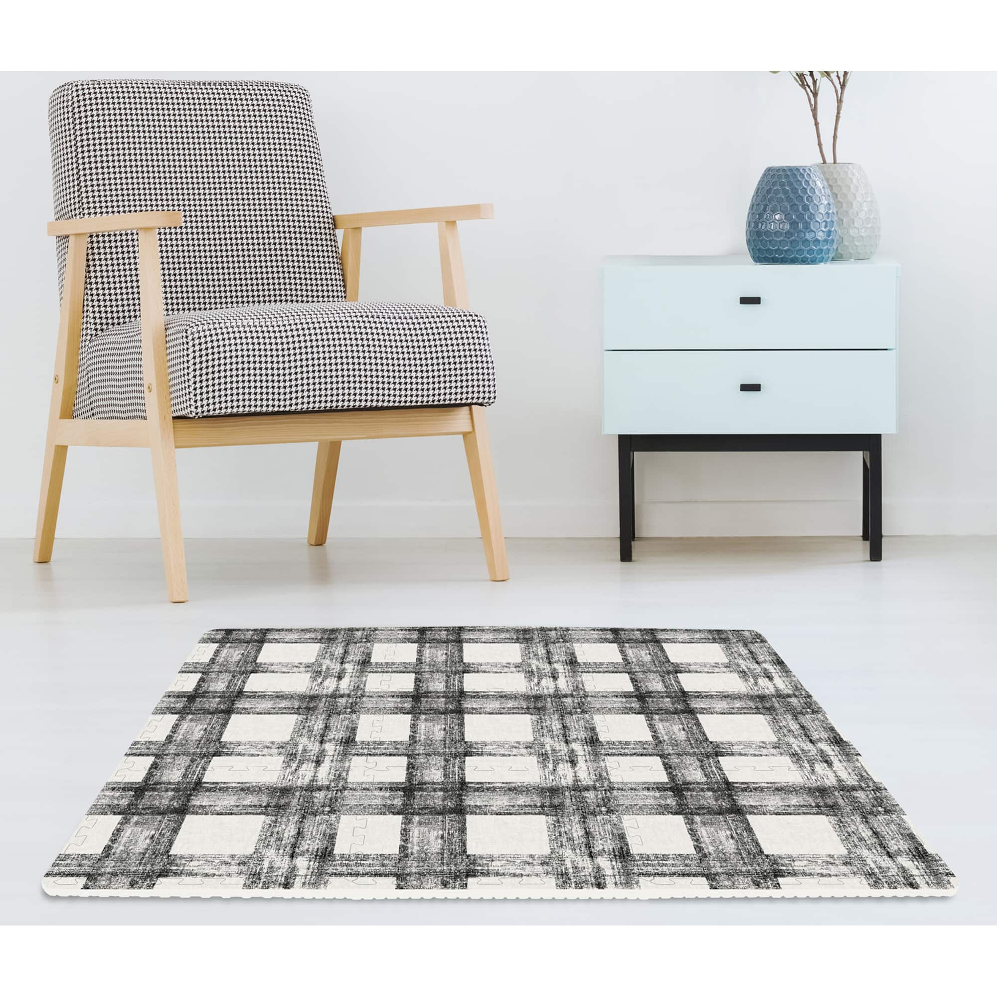 FloorPops Sawyer Plaid Interlocking Floor Tiles